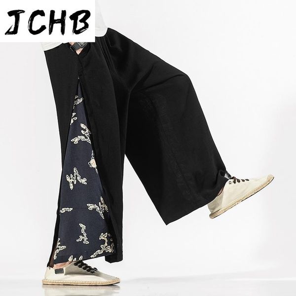 

men's pants japan male style wide leg casual trousers men oversize vintage mens 2021 linen fashion harem streetwear m-5xl, Black