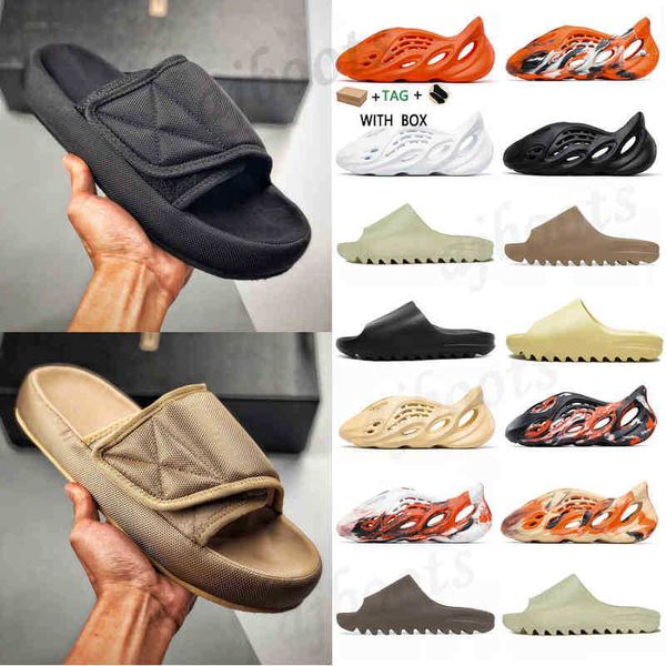 

2021 foam runner kanye clog west sandal triple black slide slipper women mens tainers bone 450 designer beach sandals slip-on shoes #898 zlh