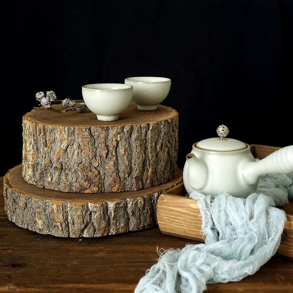 

other bakeware sweetgo tree slices wood board tray wooden pile wit bark 20cm/25cm in diameter cupcake cake table decoration dessert plate