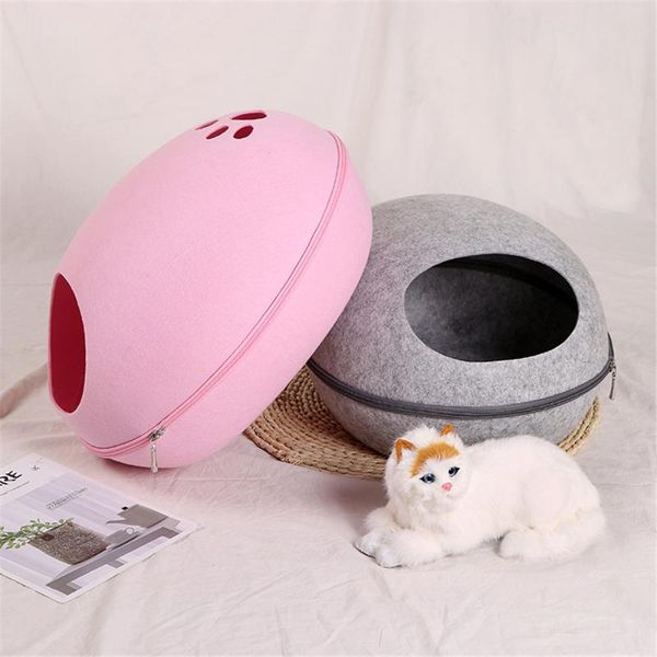 

cat beds & furniture dog bed cave sleeping bag zipper egg shape felt cloth pet house nest basket products for cats supplies