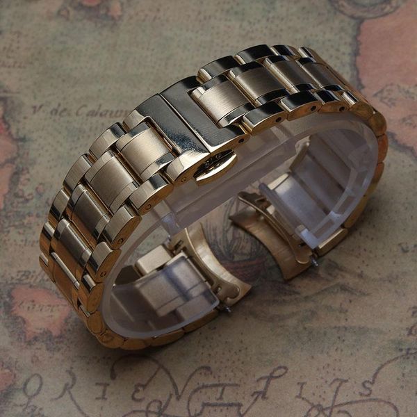 

watch bands 18mm 19mm 20mm 21mm 22mm 23mm 24mm solid stainless steel curved end strap band bracelet gold fashion color promotion, Black;brown