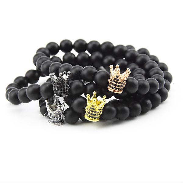 

bracelet micro zircon crown lovers diy jewelry frosted stone style, Golden;silver