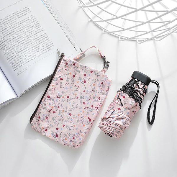 

umbrellas pocket mini umbrella sunscreen anti uv five folding women men brand glass fiber windproof light portable parasol