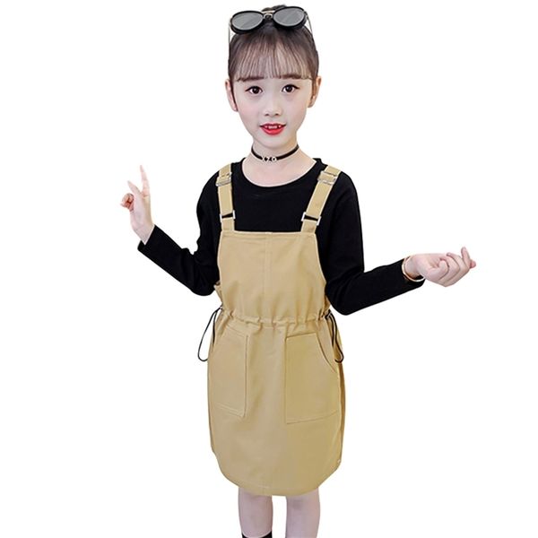 

kids clothes girls solid tshirt + jumpsuit children's for spring outfits casual childrens clothing 210528, White