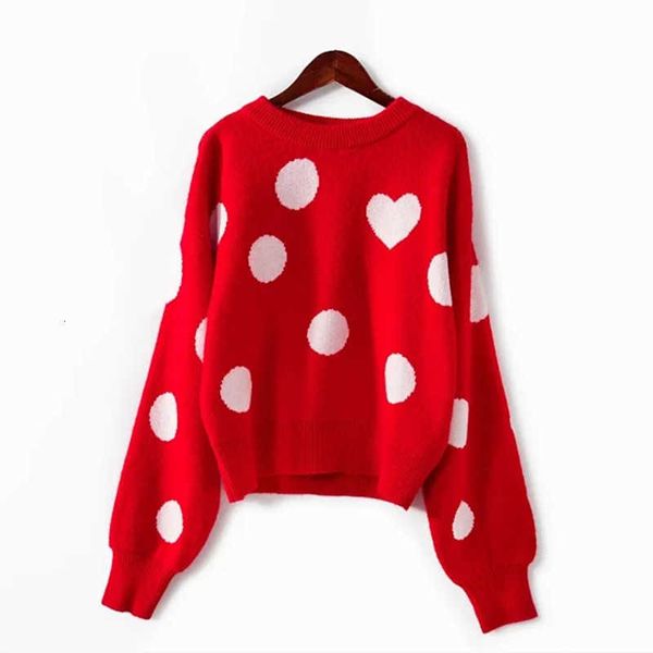 

women's sweaters sweaters autumn women knit pullover female red sweater dot and heart o-neck swe a7gt, White;black
