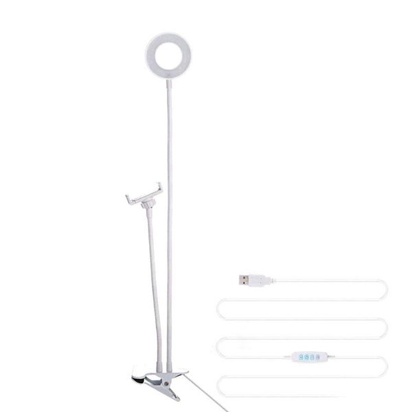 

cell phone mounts & holders 1set clip holder with 3 gears adjustable led ring light desk lamp x3ud