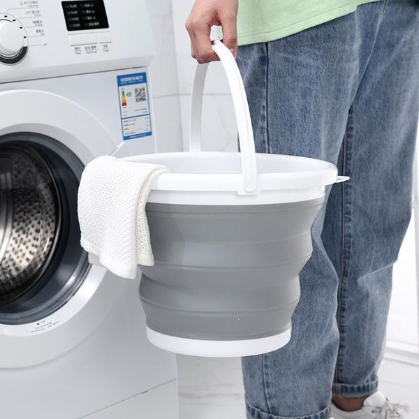 

fishing accessories 10l/5l/3 collapsible bucket portable folding lid silicone car washing children outdoor travel home storage