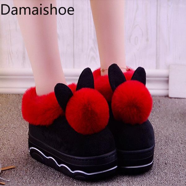 

slippers cotton women's winter bag heel home thick bottom non-slip confinement shoes plush thickened warm autumn and, Black