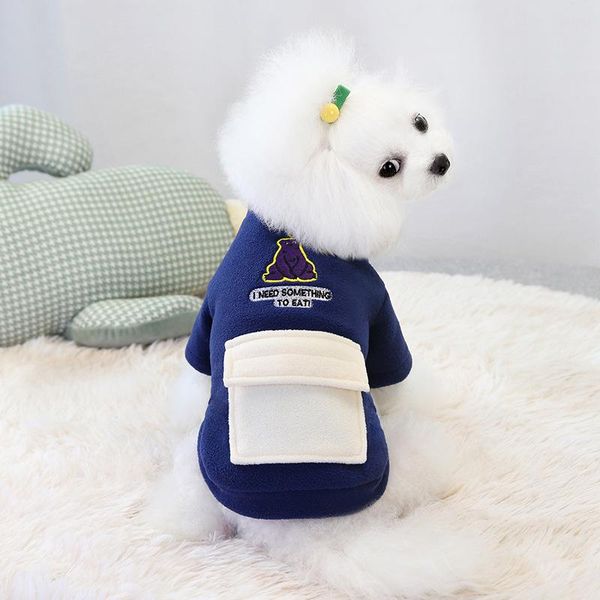 

pet clothes winter dog two-legged navy blue apparel
