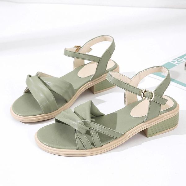 

sandals shoes women summer casaul 2021 rome fang heel for green apricot, Black
