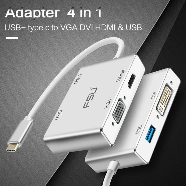 

audio cables & connectors usb c hub type to 4k vga dvi 1080p adapter hub3.0 converter for macbook pro projector thunderbolt 3