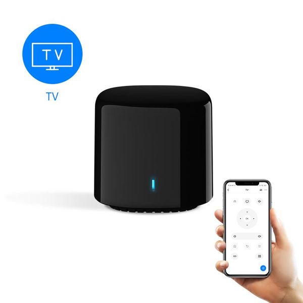 

smart home control con broadlink rm4c mini wireless universal remote for tv, works with google home, alexa