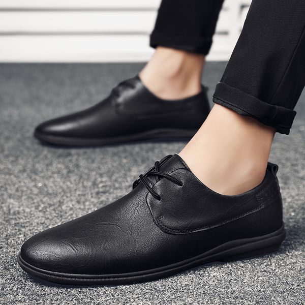 

dress shoes office men lace up classic coiffeur s genuine leather elegant zapatos de hombre sapato social mduz, Black