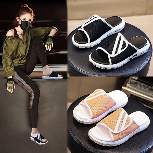

gxke summer 2021fashion casual shoes flat bottom breathable slipperswomen's shoes slippersone foot versatile cool women's tre, Black