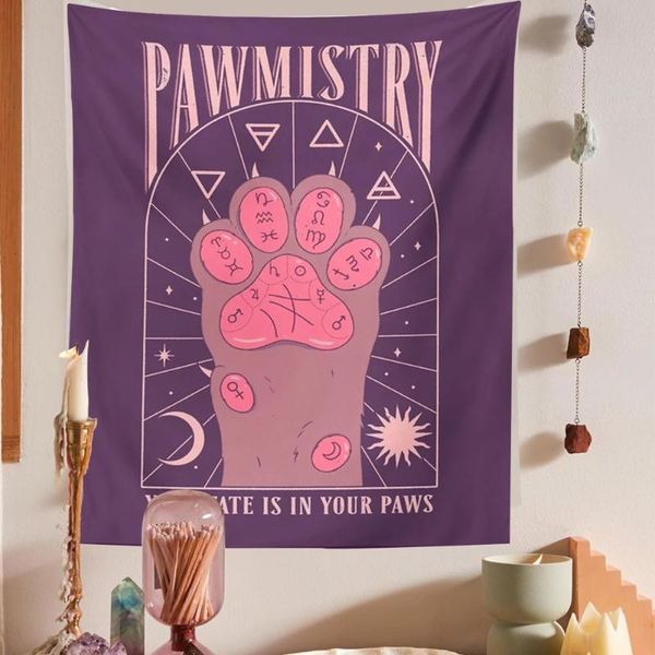 

tapestries tarot cat paws tapestry witchcraft bohemian style decoration home hippie mattress girls dorm room