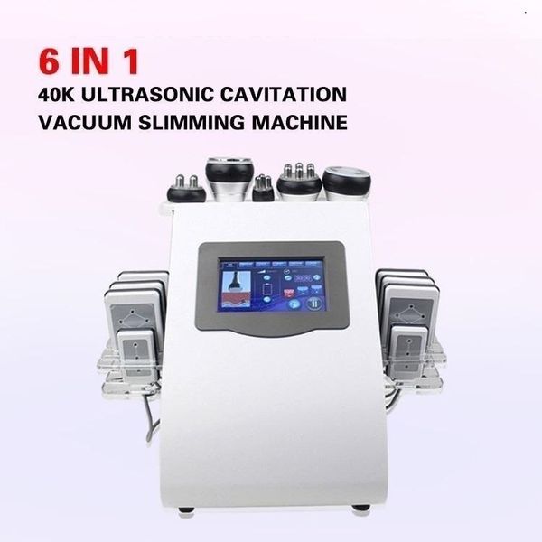 Profissional 6 em 1 Slimming Beauty Device Ultrasonic Cavitação Vácuo Bipolar RF Lipoaspiração