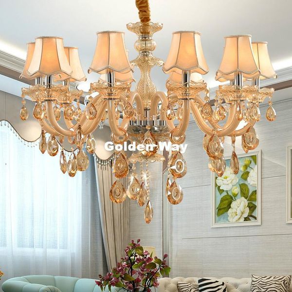 Kronleuchter Champagner Kristall Kronleuchter Kerzenhalter Lampen Moderne K9 Villa Wohnzimmer Hängende Beleuchtung