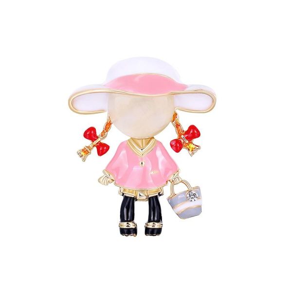

pins, brooches fashion style design cute little girl picnic double bow brooch, Gray