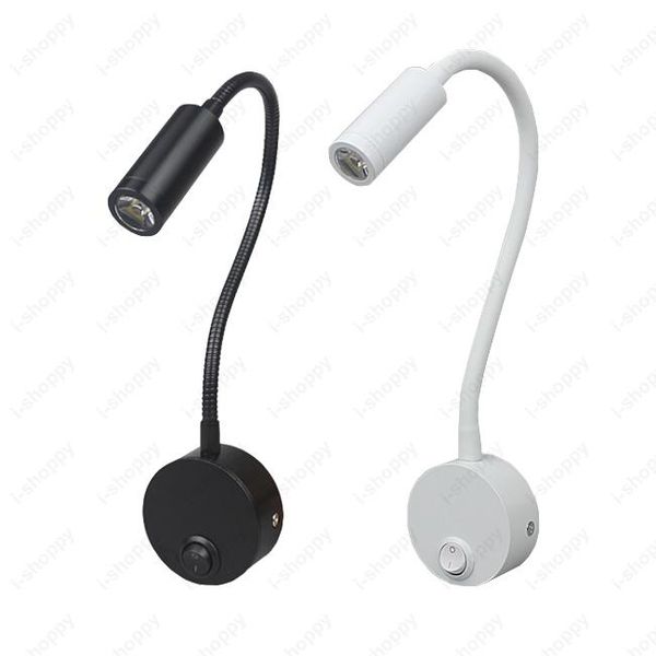 

flexible pipe 3w led wall mount lamp fixture picture spot light on/off button lighting cabinet exhibition bedroom el spotlights