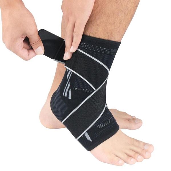 

elbow & knee pads elastic silicone compression feet support 1pc sport ankle brace protector wrap bandage protection for outdoor sports fitne, Black;gray