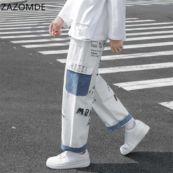 

straight denim jeans men graphic printed jeans streetwear jeans man wildleg pants hip hop korean harajuku fashion pants 211008, Black