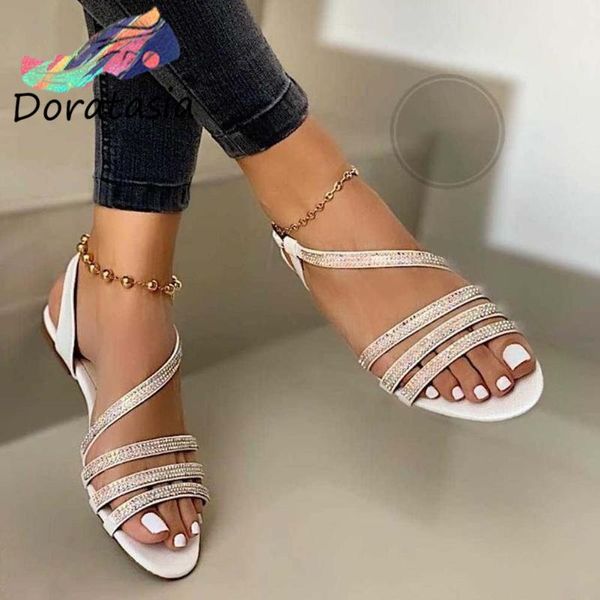 

for dropship ins women open toe flat shoes bling buckle beach casual comfy sandals rhinestone, Black