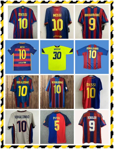 

retro ronaldo soccer jerseys ronaldinho henry a iniesta kluivert stoichkov koeman xavi pique football vintage shirts classic 11 12 13, Black;yellow