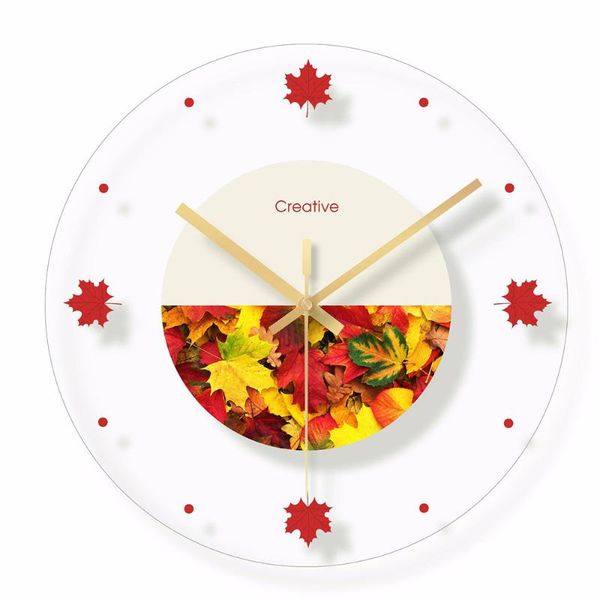 

nordic green plant wall clock modern fresh leaves european style living room mute selling 2021 products 50 clocks