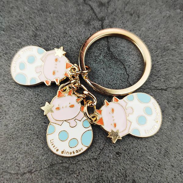 

dinosaur classic egg key ring keychain animal sweet metal gift girl special lovely pinkly cute cartoon backpack pendant dk0010, Silver