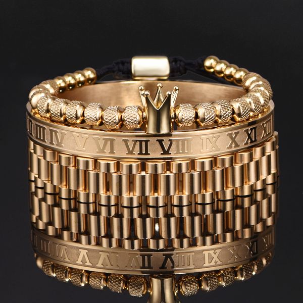 Männer Armbänder Kaiserkrone König Herren Armband Gold für Luxus Charme Mode Manschette Armreif Geburtstag Schmuck