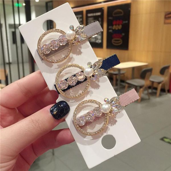 

hair clips & barrettes elegant round flower hairpin flash crystal rhinestone clip pins for women barrette girls hairgrips accessories jewelr, Golden;silver