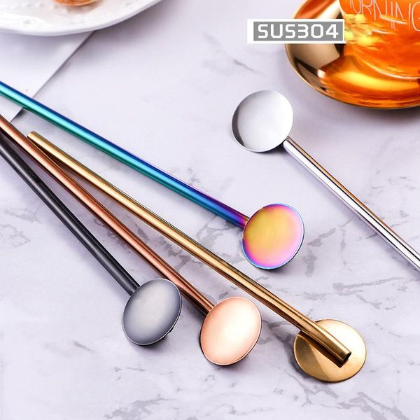

spoons straw with filter stainless steel stirring coffee teaspoon yerba mate small mini tea spoon tableware golden black