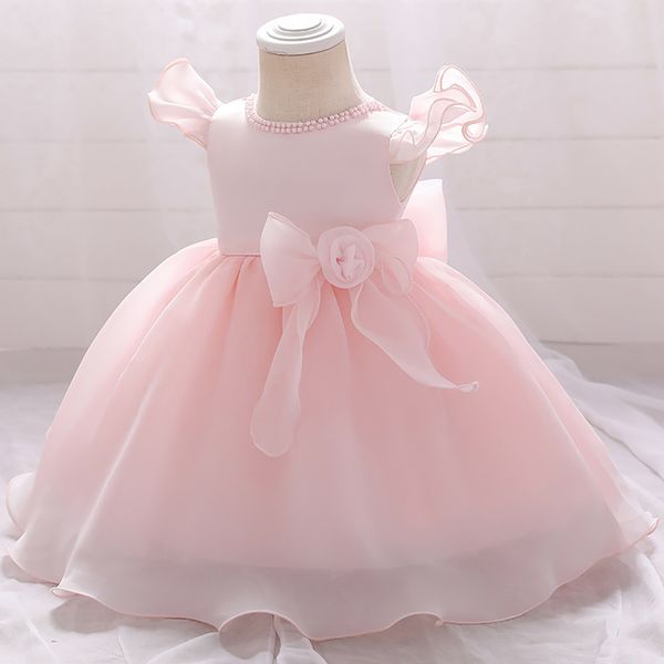 

new good quality factory price fashion selling childrens pure color bow princess costume dress, Red;yellow