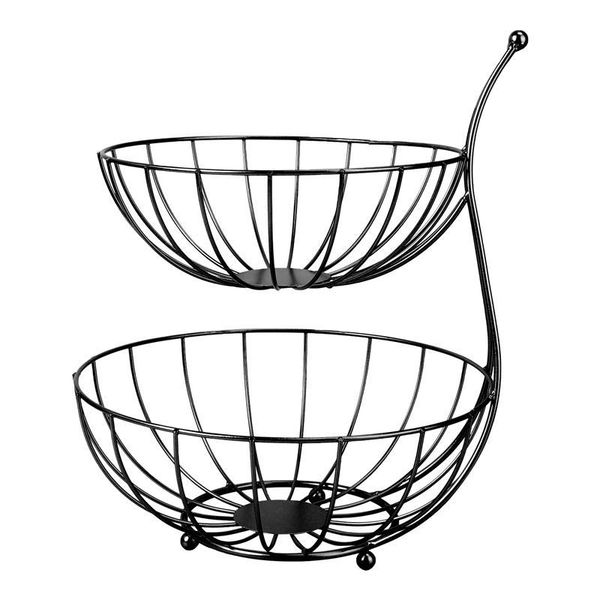 

1pc iron art basket double layers fruit storage restaurant metal baskets
