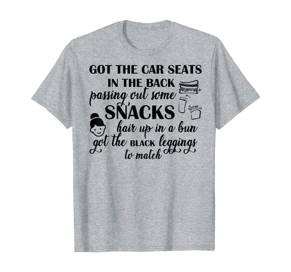 

got the car seats in the back passing out some snacks t-shirt, White;black