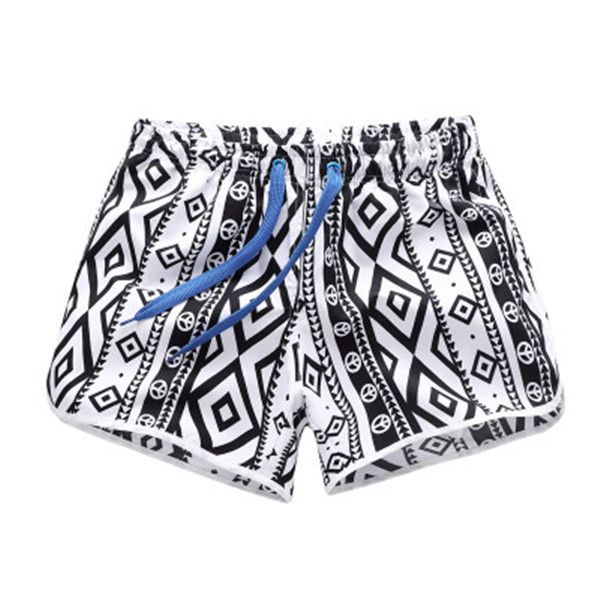 

fashion summer men's shorts print casual beach pants quick-dryng pattern printing sport loose short pants male clothing, White;black