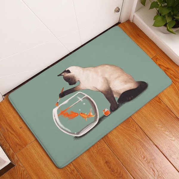 

Flannel Carpet Kitchen Carpets Cute Cat Animal Welcome Mats For Front Door Anti-Slip Floor Mat Hallway Doormat Living Room