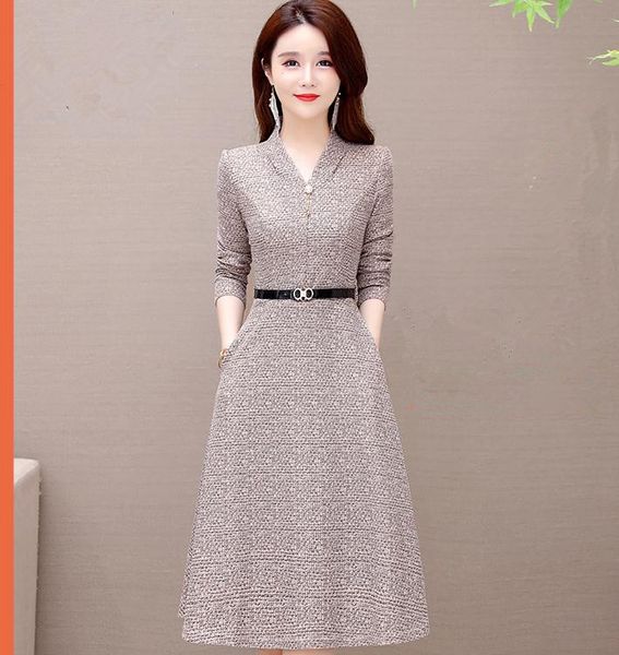 

2021 spring and autumn fashion long sleeve women's dress@115, Black;gray