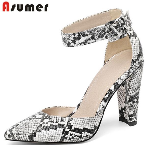 

dress shoes asumer 2021 big size 34-46 women pumps pointed toe snake buckle spring summer party ladies high heels, Black