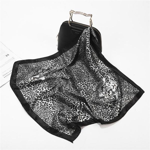 

scarves yishine 60x60cm silk scarf women leopard prints multifunctional square foulard wrap small hijab 2021, Blue;gray