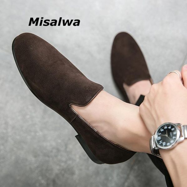 

dress shoes misalwa drop casual men loafers faux suede party club shoe italian pointed flats, Black