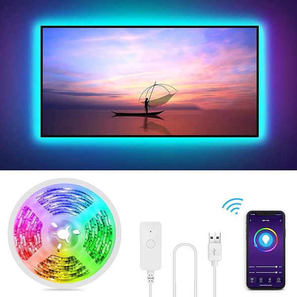 

strips led light bluetooth wifi controller flexible rgb decoration backlight lamp night luminous string homehold tool