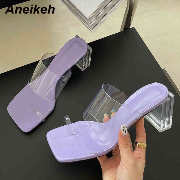 

pvc women jelly shoes summer concise thong thin heels fashion slip on slides ladies dress party black 210507