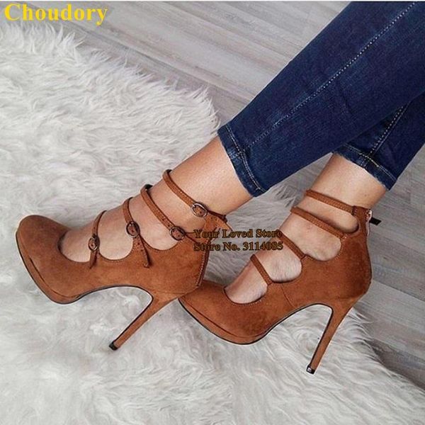 

dress shoes choudory brown sude stiletto heel pumps buckle strap elegant banquet thin high gladiator size47 dropship, Black