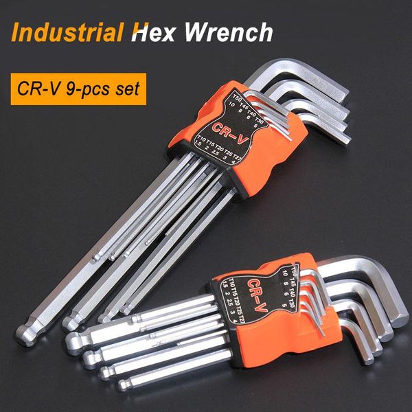 

9pcs universal hex key wrench set double end allen 1.5mm-10mm chromium vanadium steel hexagon spanner hand tools