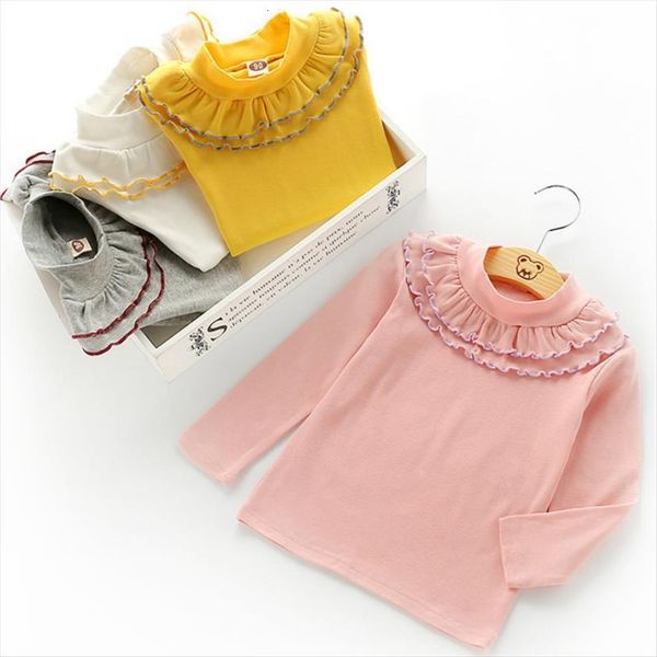 

girls baby bottoming shirt solid color round neck childrens t, Blue