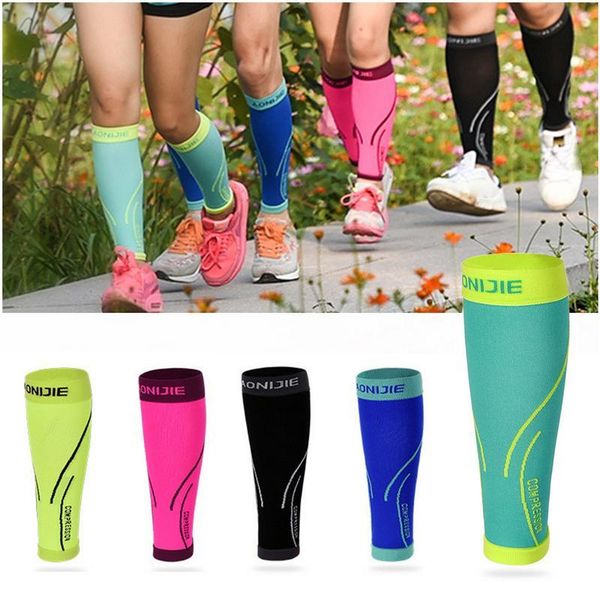 

arm & leg warmers 1 pair compression calf sleeve elastic relieve sports running football protective gear breathable brace support, Black