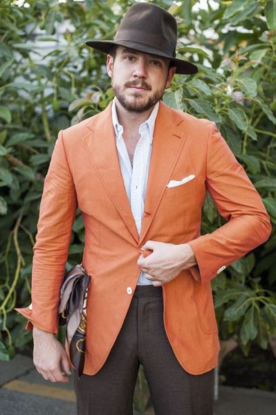 Laranja verão casual homens ternos noivo do noivo tuxedos tnono slim fit 2 peça 2022 casaco mais recente calças projetos homens formal roupa terno personalizado festa blazer jaqueta + calça