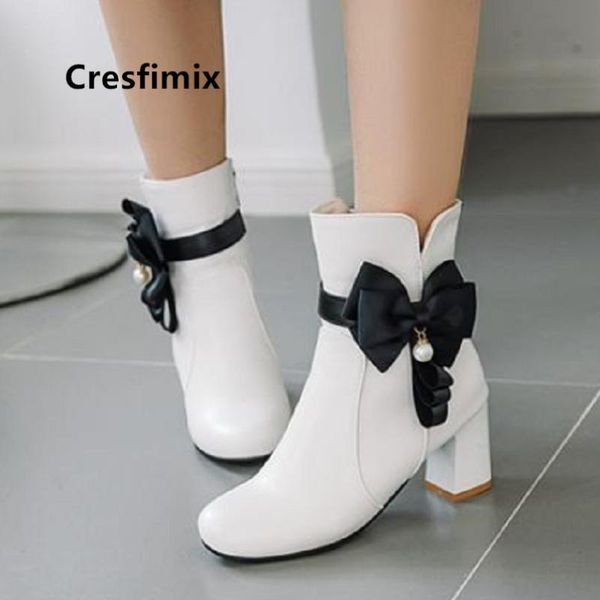 

boots cresfimix women fashion sweet comfortable white pu leather lady casual plus size pink party a6082, Black