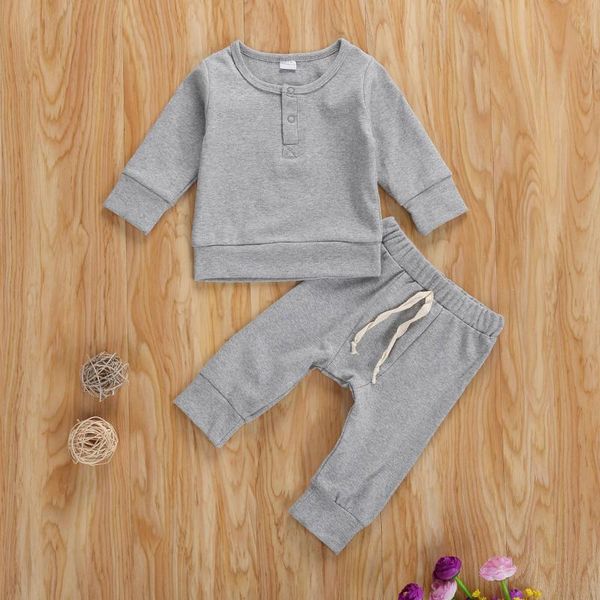 

clothing sets infant set coat born baby girls boys fashion autumn winter loose solid warm o-neck t-shirt+tether pants outfits 0-18m kid, White